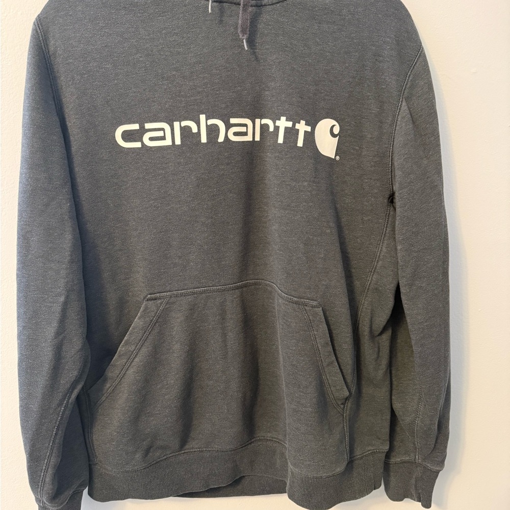 Carhartt Men’s Dark Gray Logo Pullover Hoodie